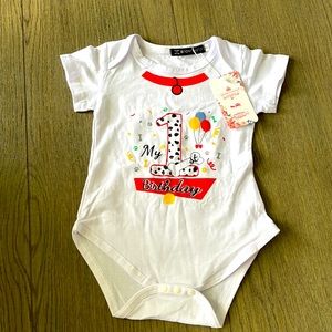 Boy + Girl White 'My 1st Birthday' Bodysuit